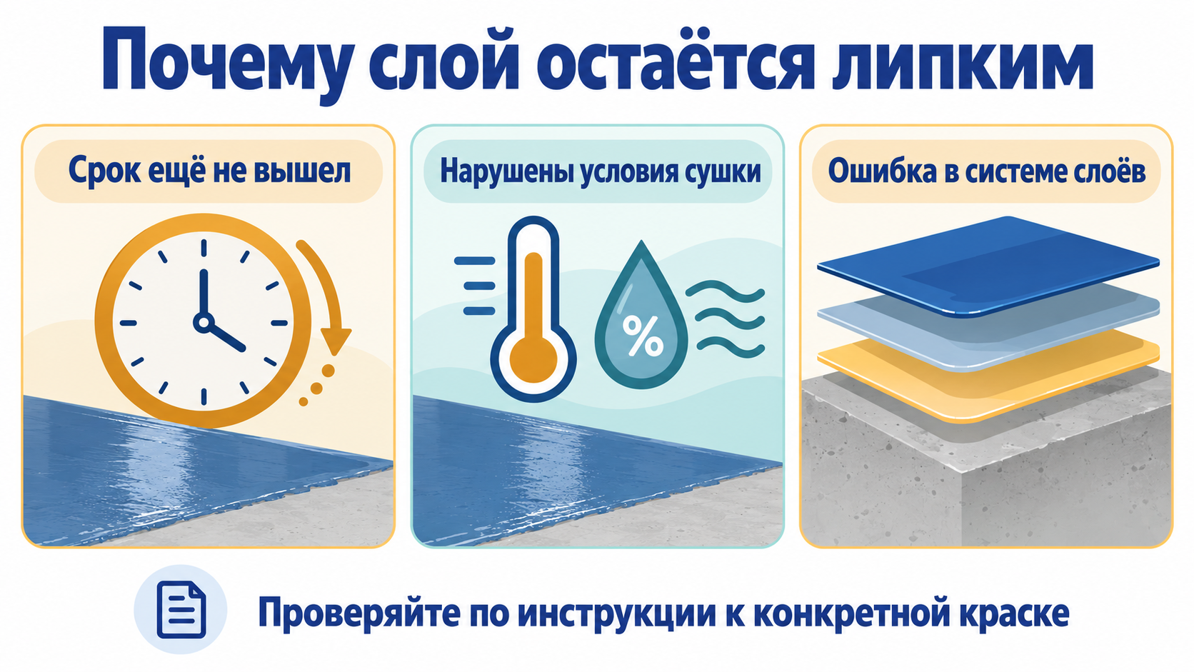 Схема возможных причин липкости окрашенного пола
